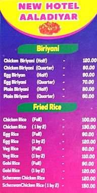 Hotel New Aaladiyar menu 5