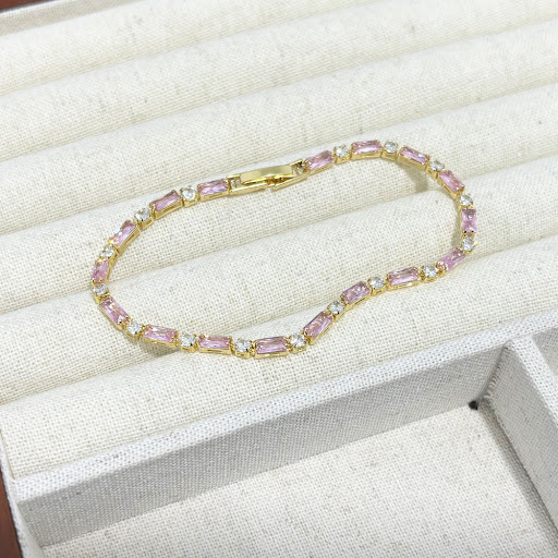 Title 8, Pink and White Zircon Bracelet for Women, Europ...