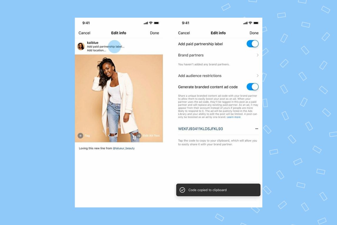 Image shows how the creator marketplace ad code is displayed