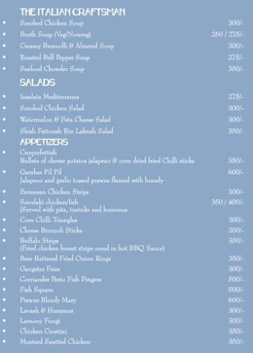 East India Company menu 