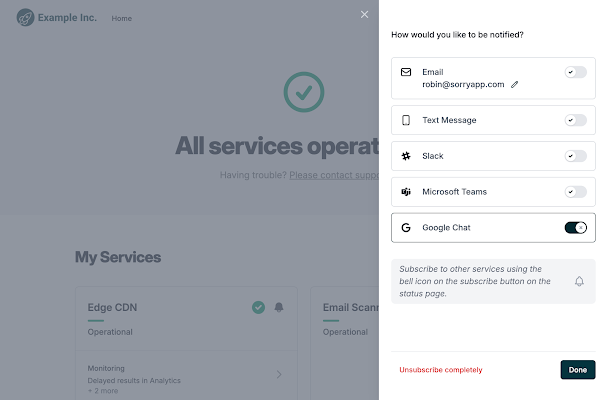 Sorry™ - Status Page Notifications screenshot 1