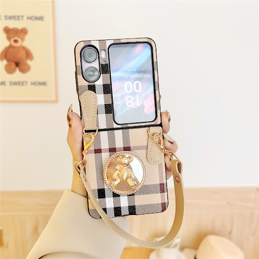 Title 2, Leather Brown Stripe Phone Case. Stylish and du...