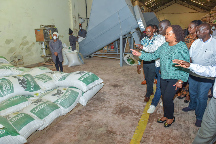 Kirinyaga Governor Anne Waiguru at the county feed production factory