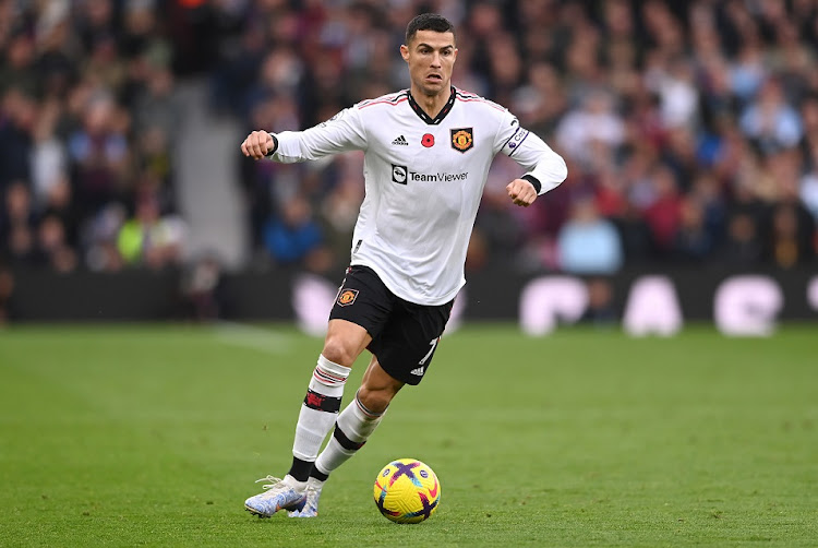 Cristiano Ronaldo in action for Manchester United in their Premier League match against Aston Villa at Villa Park in Birmingham on November 6 2022.