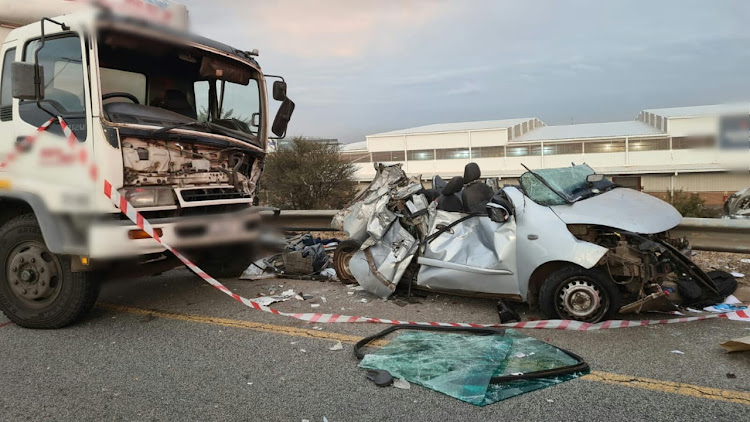 A truck and car were involved in a collision at 4am on Wednesday on the R21 in the Olifantsfontein area.