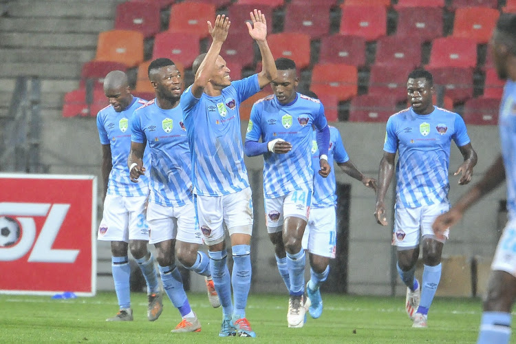 Ruzaigh Gamildien of Chippa United and his team mates celebrate the 1st goal during the 2020 Nedbank Cup game between Chippa United and TS Galaxy at Nelson Mandela Bay Stadium in Port Elizabeth on 5 February 2020.