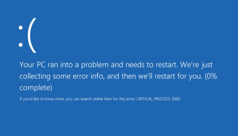 windows 10 critical process died