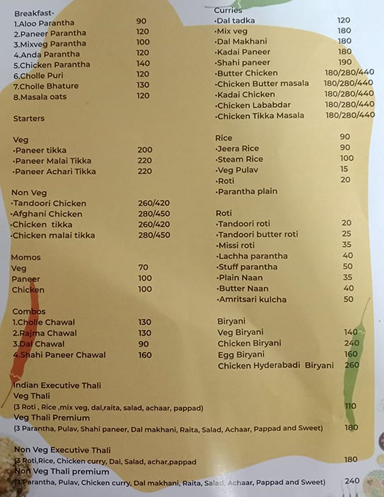 The Chatpata Affair menu 