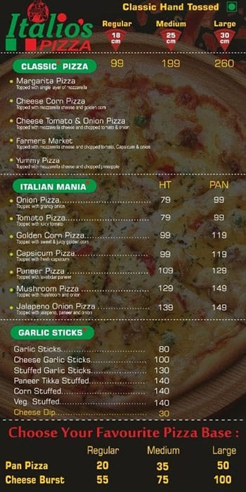 Italio's Pizza menu 