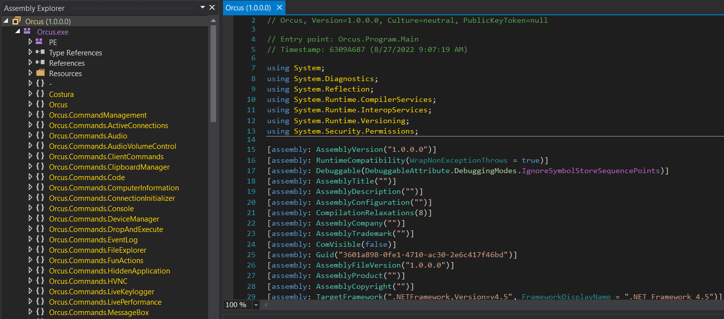 Sample overview in DnSpy
