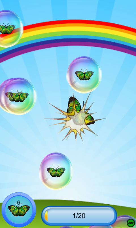 Android application Bubbles Butterfly Popping screenshort