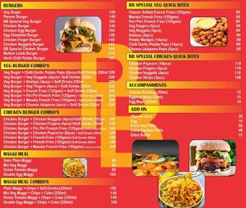 Pop Burger menu 