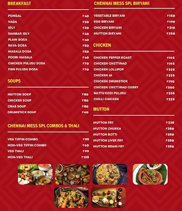 Chennai Mess menu 