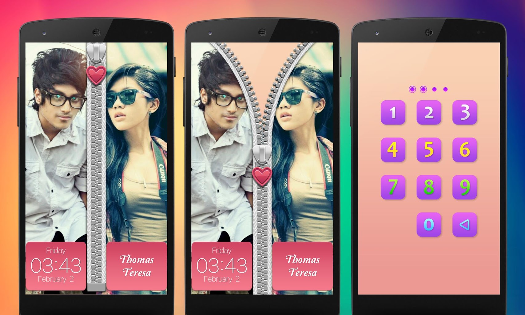 カップル写真ジッパーロック画面 アンドロイド用 Apk ダウンロード