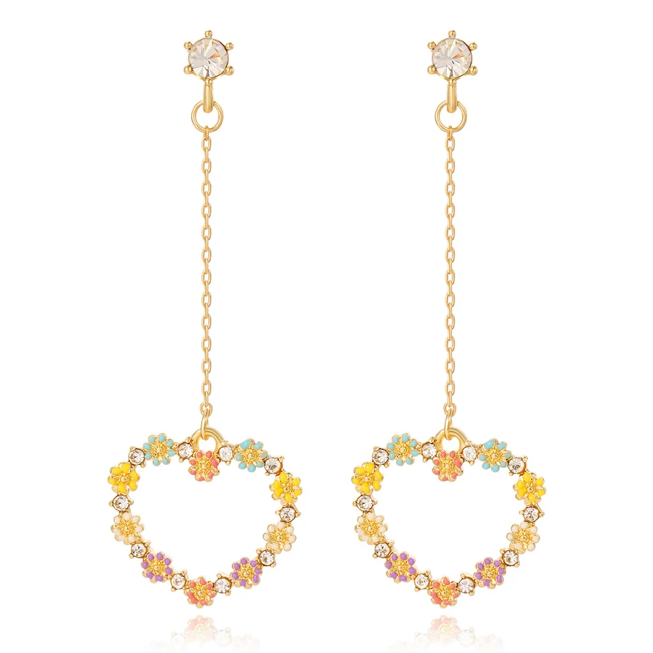 Funkelnde, wunderschöne, farbenfrohe Ölkette und Ohrstecker mit Blumencluster, perfekt für Liebe und einen glänzenden Look.