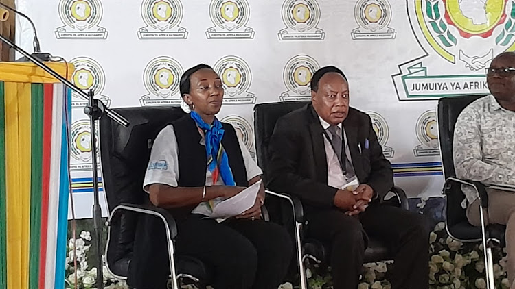 Immediate former executive Secretary of the Lake Victoria Basin Commission Dr Ally Said Matano ( center) lead a panel of discussion during a scientific conference ahead of the 12th Mara day celebrations in Mugumu Town of Serengeti District in Tanzania on 14th July 2023. Image: DICKENS WASONGA