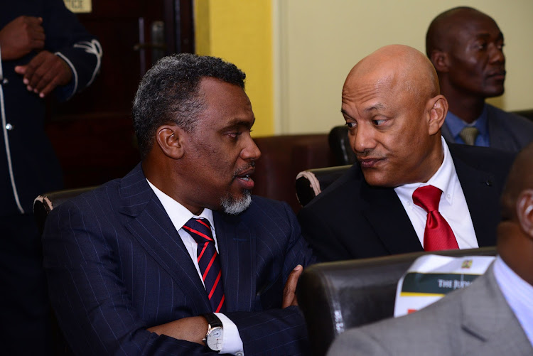 DPP Noordin Haji and EACC chief executive officer Twalib Mbarak at the Supreme Court in Nairobi on April 8, 2019.