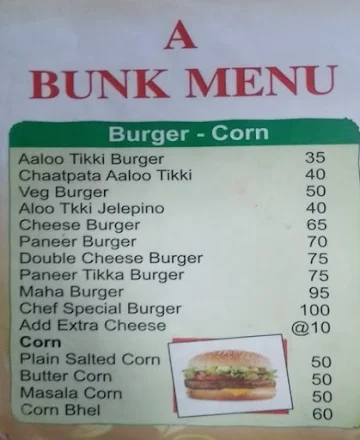 Bunk Class menu 