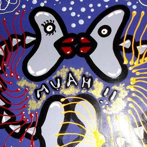 muah, peinture acrylique artiste peintre barre virginie les poissons, tableaux pop art gais colorés décoration murale