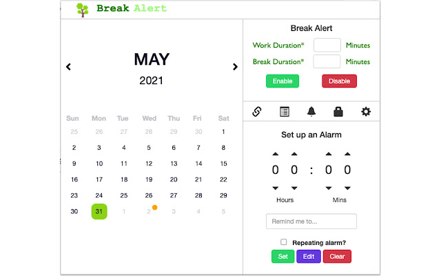 Break Alert chrome extension