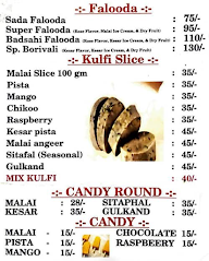 Best Borivali Falooda & Malai Kulfi Center menu 1