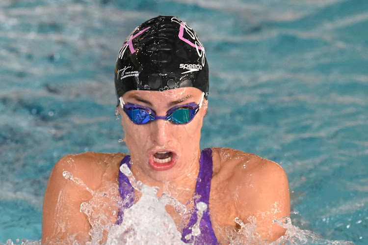 Tatjana Schoenmaker in action in the 200m breaststroke heats at Newton Park pool in Gqeberha on Friday morning.