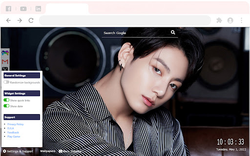 Jungkook BTS Wallpapers New Tab Extension