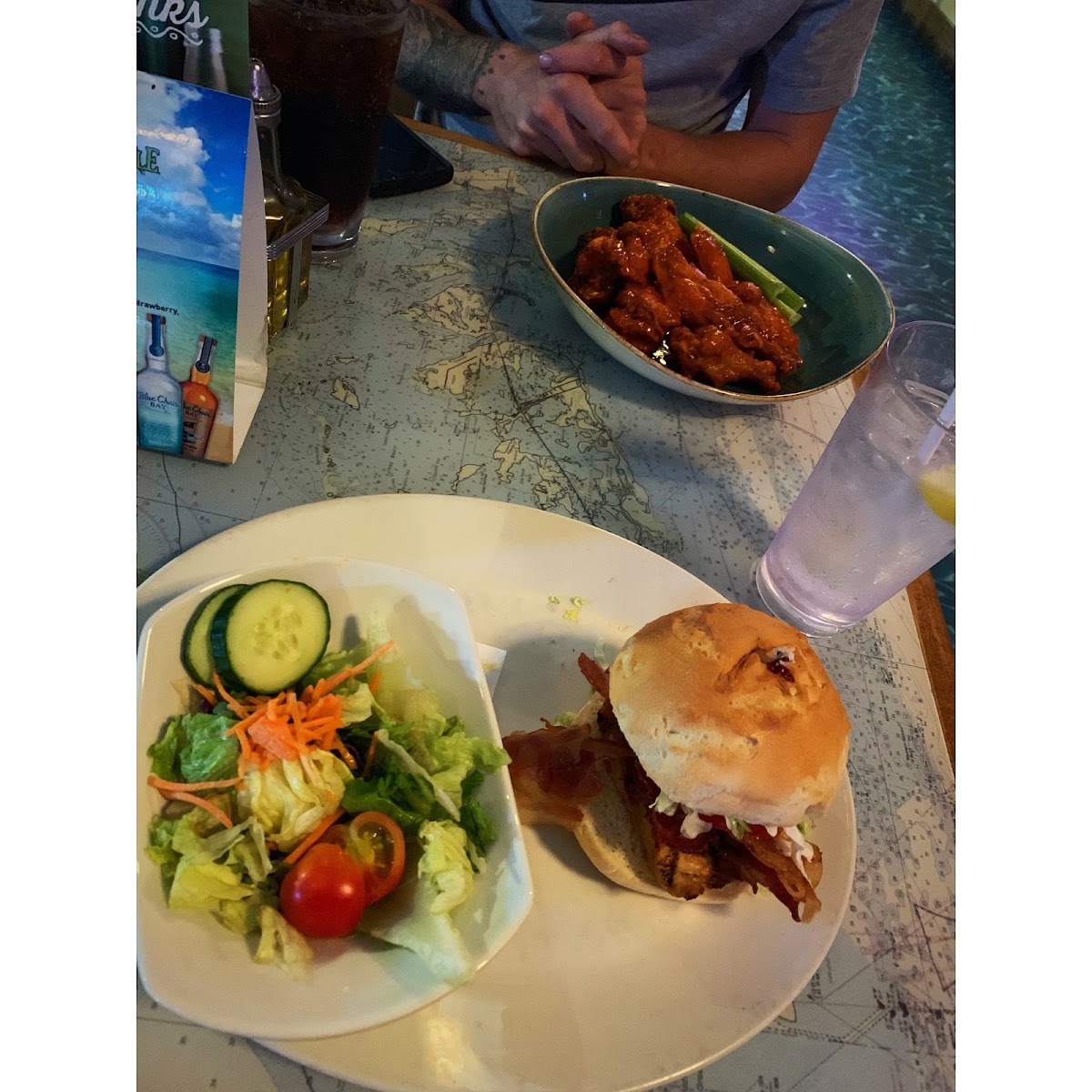 grilled chicken and bacon sandwich with side salad