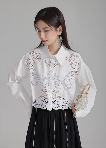 Title 14, Autumn New Hollow Crocheted Shirt For Women. St...