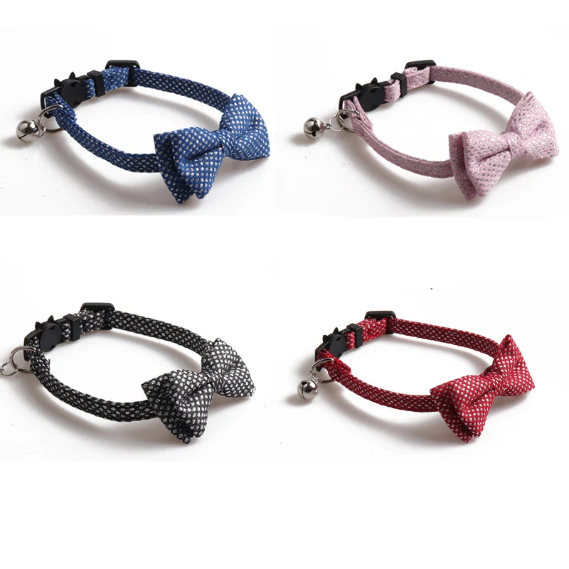 Collar brillante con lazo para mascotas, adorable y elegante. Perfecto para perros y gatos pequeños, asegura comodidad y estilo.