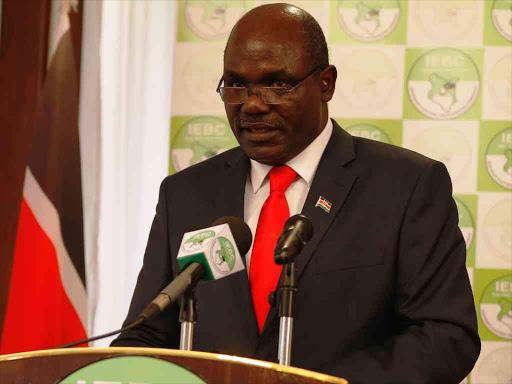 IEBC Chairman Wafula Chebukati during a press conference in Nairobi. FILE