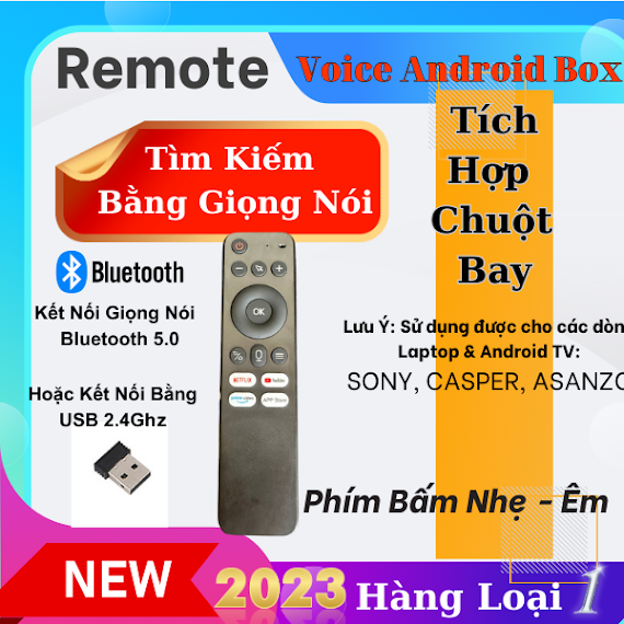 Điều Khiển Tìm Kiếm Giọng Nói Air Mouse Remote Voice V6 - Kết Nối Bằng Bluetooth Hoặc Usb - Sử Dụng Android Tv & Tivi Box