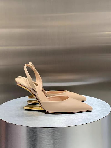 Title 5, Solid Color Pointed Toe Toe Cap Hollow High Hee...