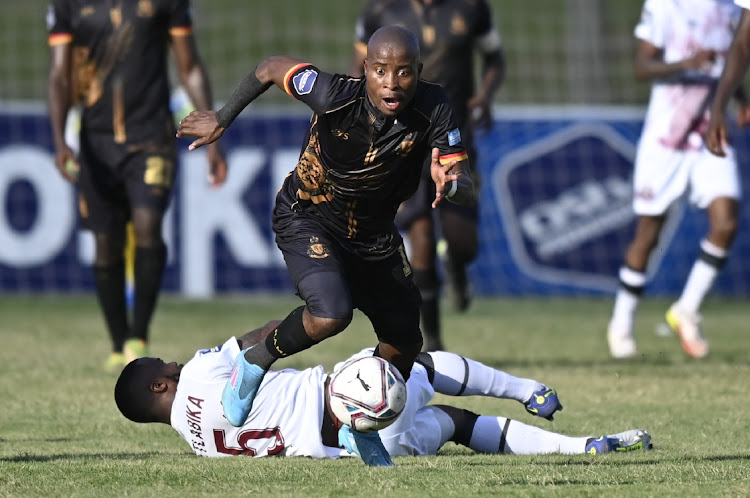 Thabo Matlaba of Royal AM during the DStv Premiership match against Swallows FC at Chatsworth Stadium on March 6 2022 in Durban.