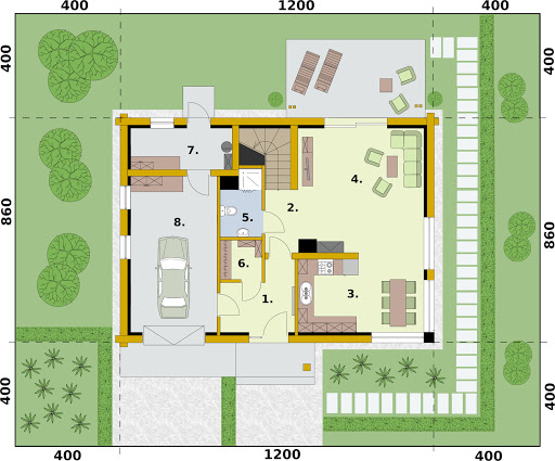 Rio 2 projekt domu z bali drewnianych - Rzut parteru