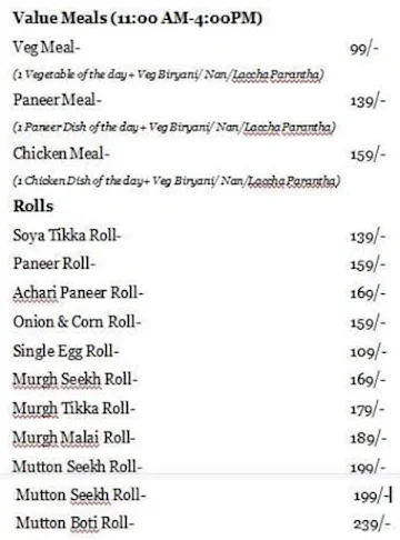 The Punjab House menu 