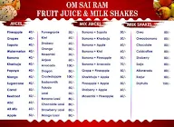 Om Sairam Fruit Juice & Milk Shakes menu 1