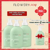 Combo Sữa Tắm, Dầu Gội, Dầu Xả Muối Biển Flowery Lady 500Ml