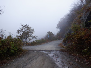 橋（左）の分岐付近に駐車