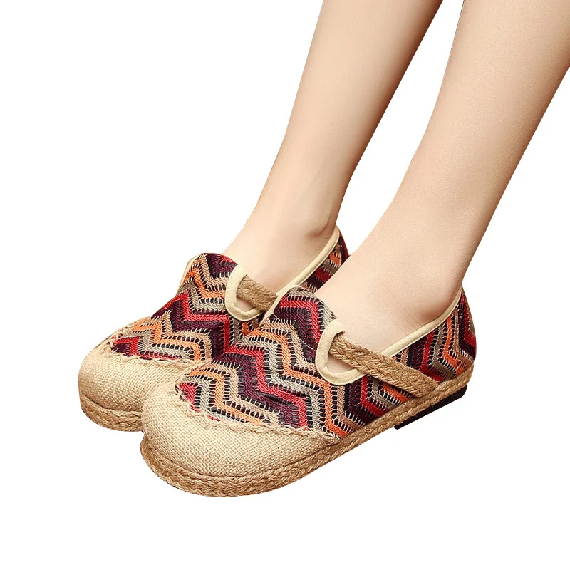 Zapatos de lino de verano para mujer, fáciles de llevar, antideslizantes y con malla profunda, ideales para climas cálidos y confort.