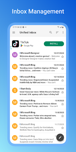 Screenshot Email App for Hotmail