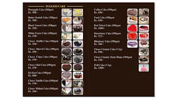 Cakeoroma menu 
