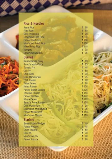 Sarva's Cafe menu 