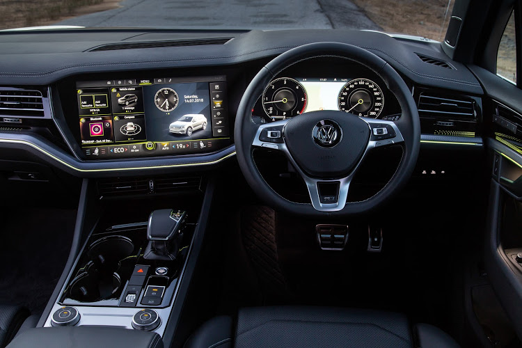 The inside of the Touareg is like piloting the Enterprise space ship thanks to massive screens that are angled towards the driver.