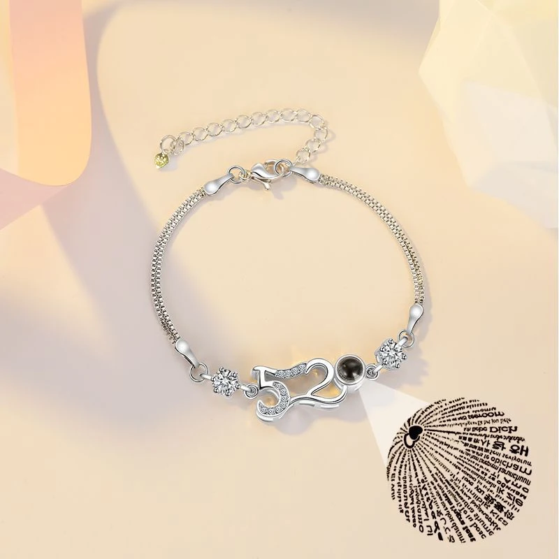 100 Linguagens Eu Te Amo Pingente de Pulseira com Projeção, Declarações Românticas, Joia Personalizada, Veja 