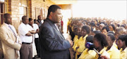 MIDDLEMAN: Limpopo MEC for education Namane Masemola addresses Khaodi High School pupils. PIC: Benson Ntlemo. 19/01/2010. © SOWETAN.