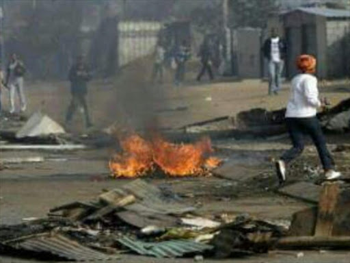 Kibabii University students barricade a road during a demonstration over student election campaigns, March 15, 2016. Photo/BRIAN OJAMAA