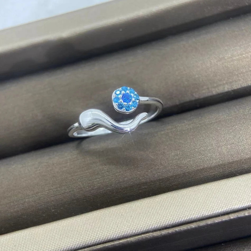 Blauwe Zirkoon Ring met Coole Trend, Temperamentvol en Verstelbare Opening voor een Stijlvolle Uitstraling