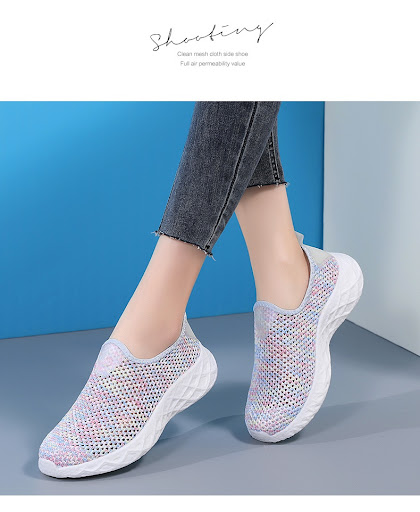 Title 4, Zapatillas de mujer de malla sin cordones con s...