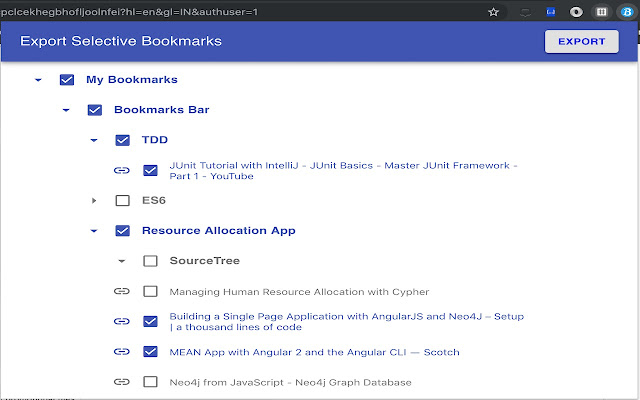 Export Selective Bookmarks